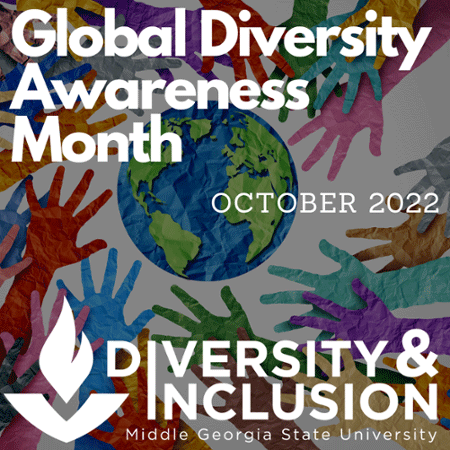 Graphic stating that October is Global Diversity Awareness Month. 